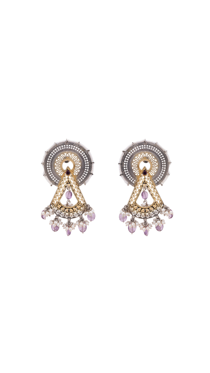 Pearl Amethyst Chandelier Earrings