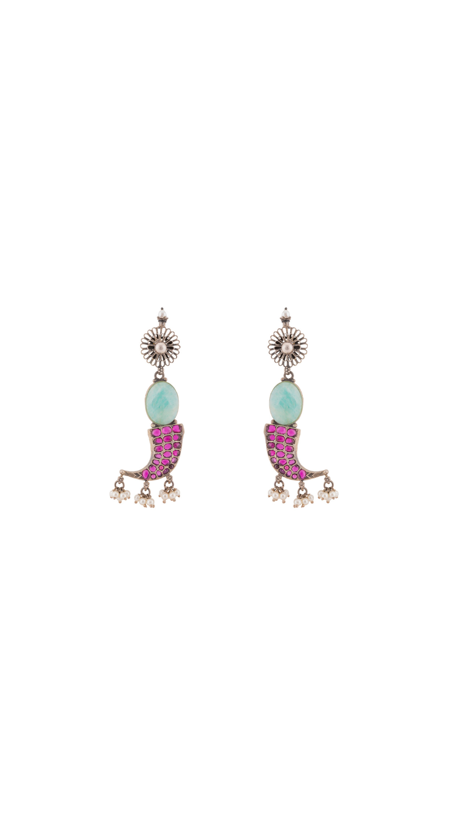 Aqua & Pink Gemstone Earrings