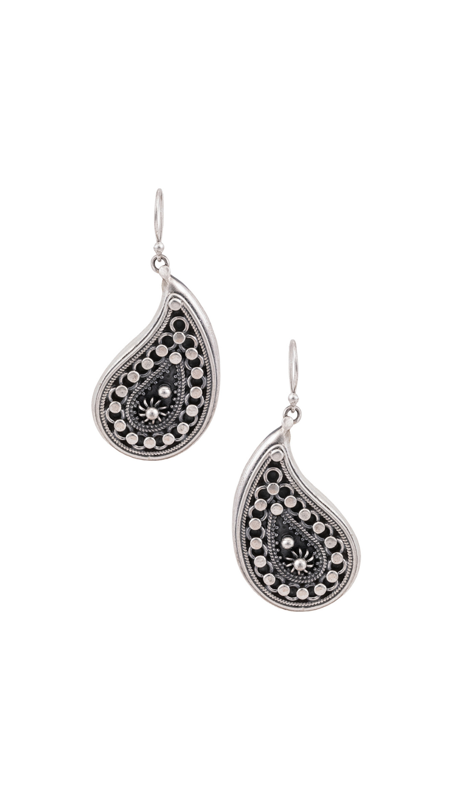 Paisley Oxidised Silver Earrings