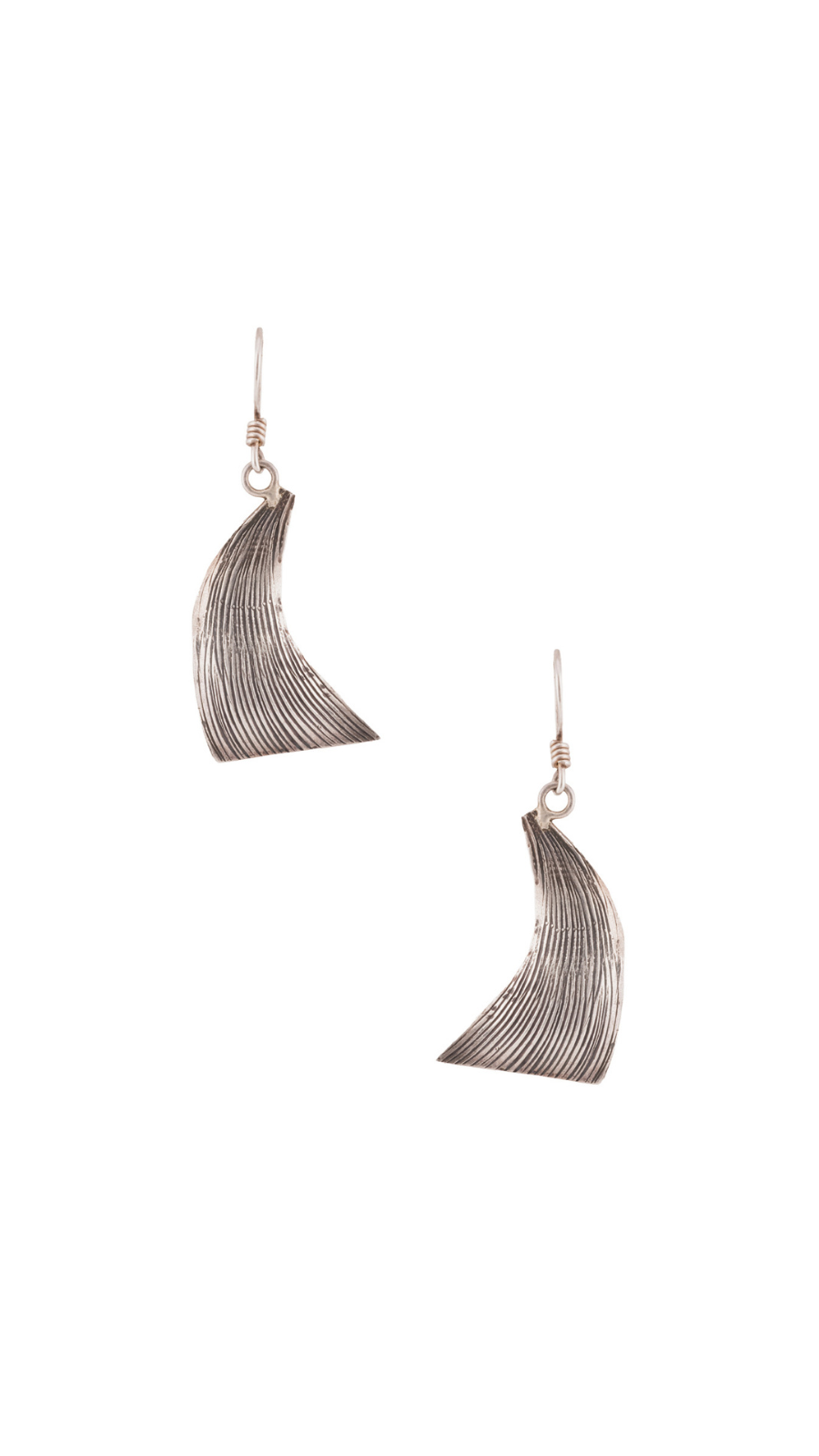 Curved Textured Silver Earrings