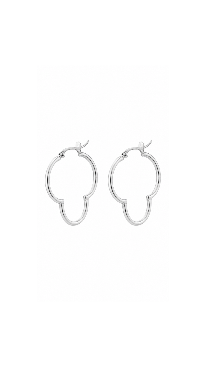 Clover Silver Hoop Earrings