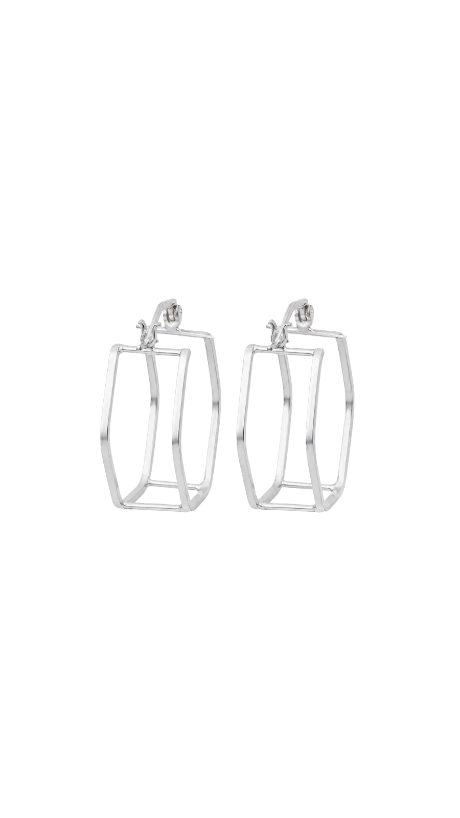 Geometric Silver Hoop Earrings