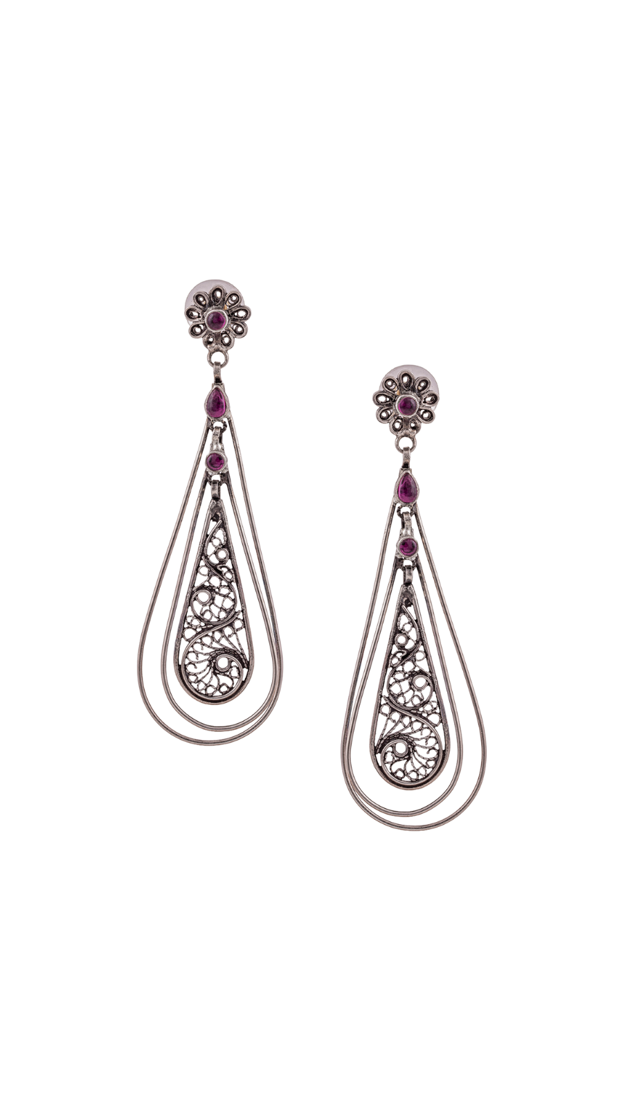 Ruby Filigree Teardrop Earrings