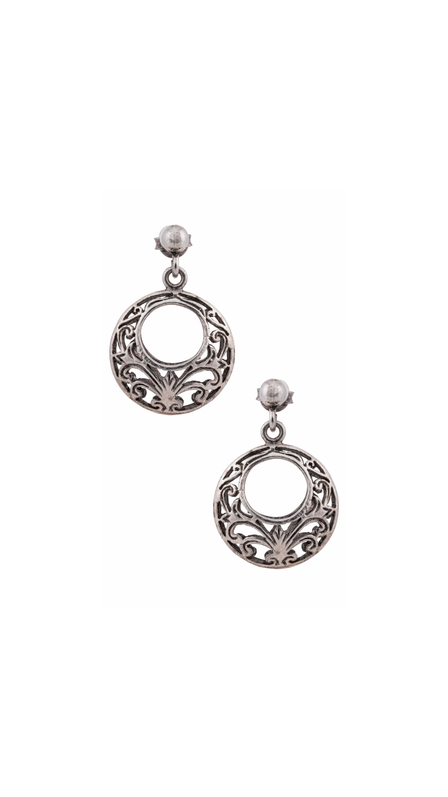 Openwork Silver Hoop Drops