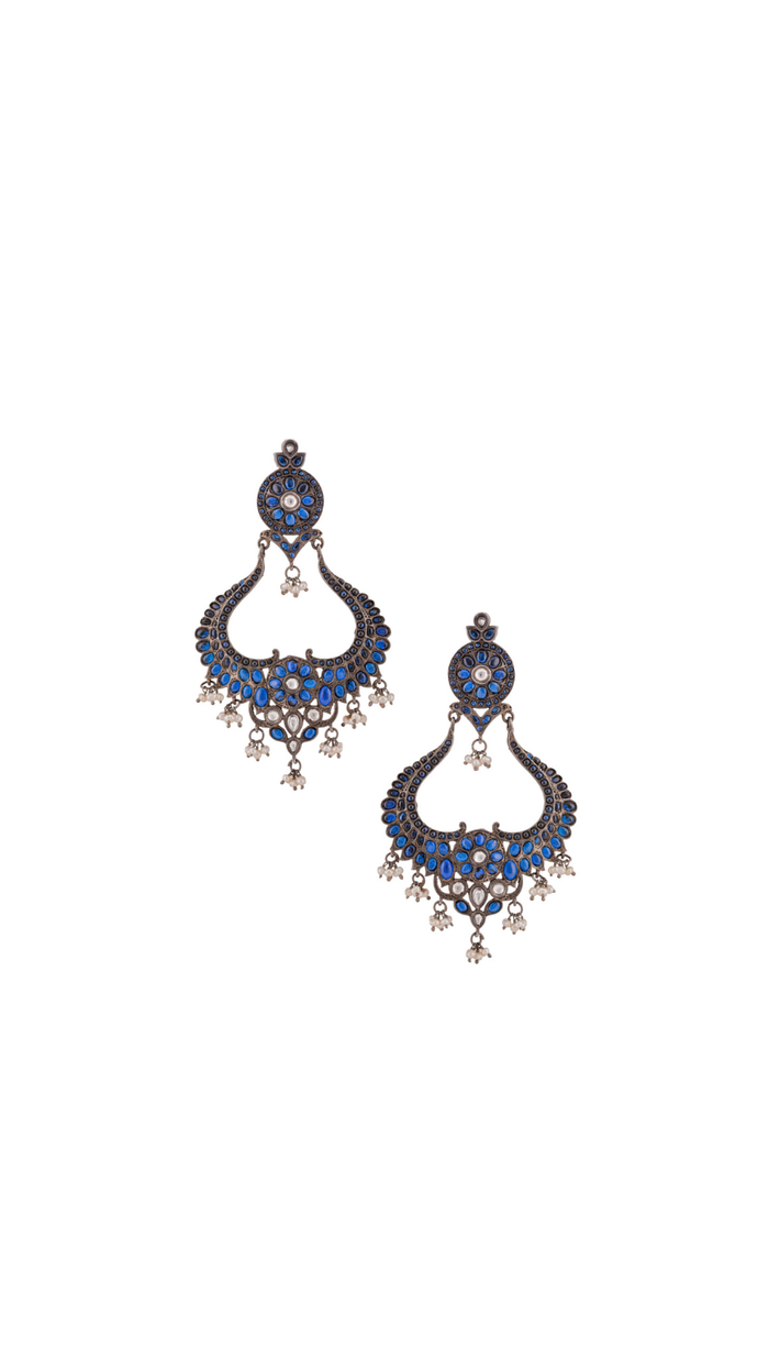 Blue Stone Chandelier Earrings