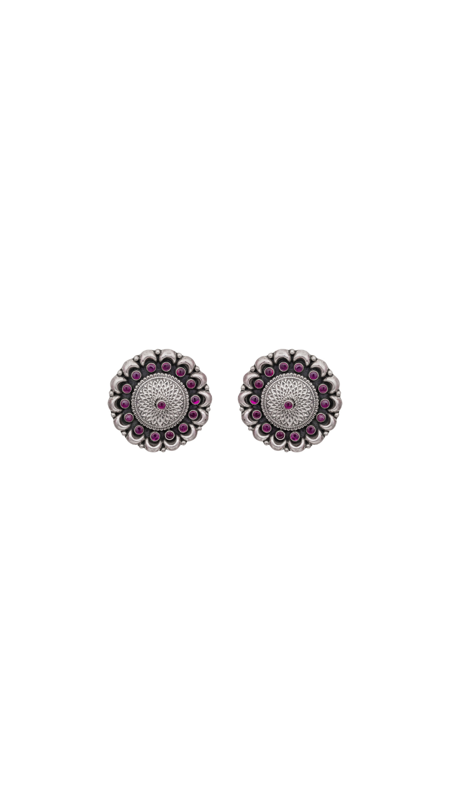 Magenta Floral Stud Earrings