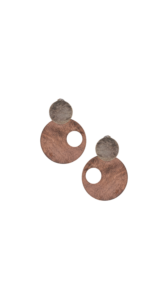Dual-Tone Circle Statement Earrings