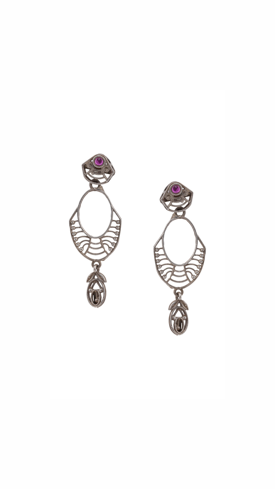 Oxidised Openwork Drop Earrings