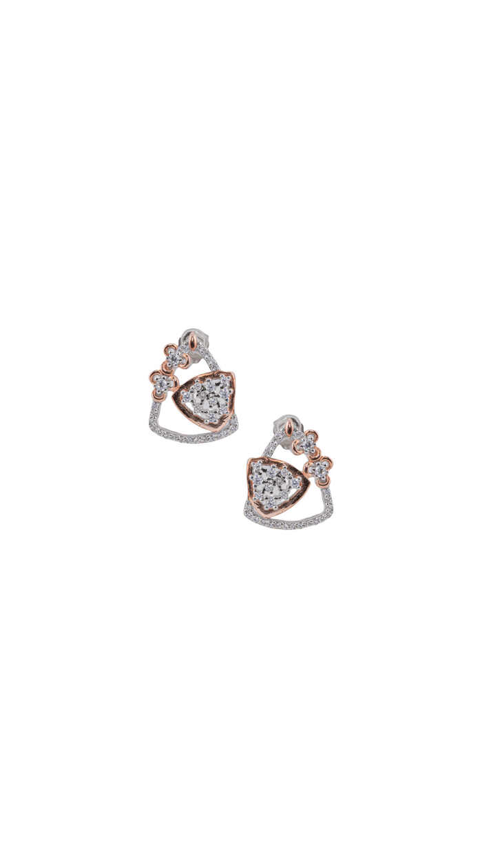 Rose-Gold Floral Stud Earrings
