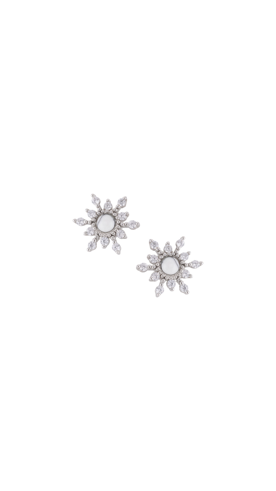 White Sunburst Stud Earrings