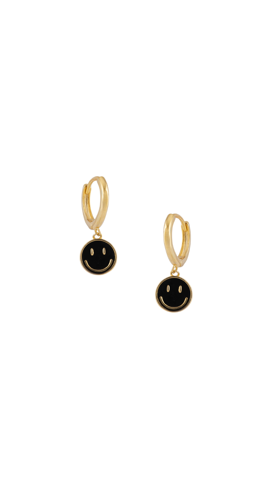 Black Smiley Hoop Earrings