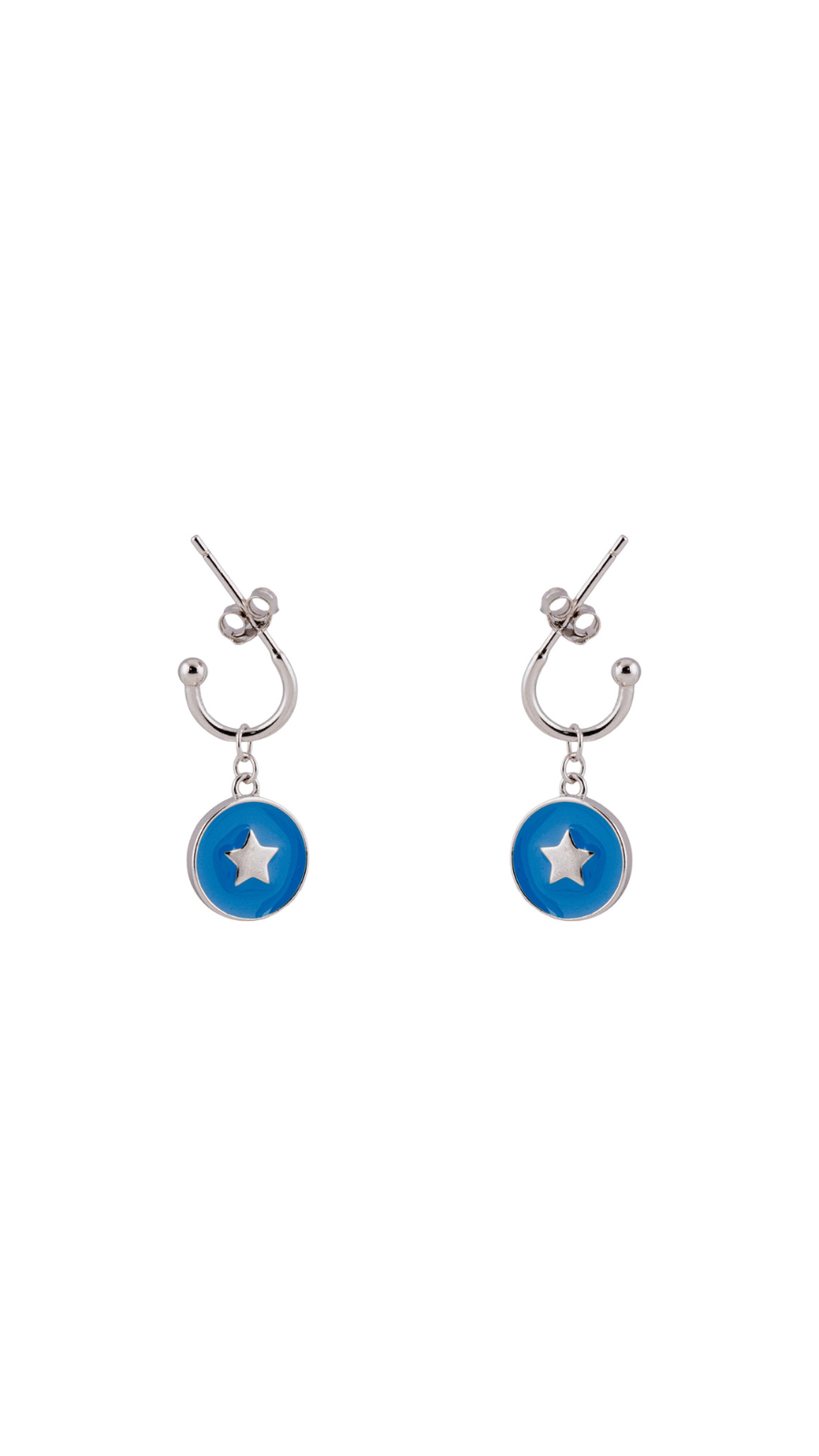 Silver Blue Star Drop Earrings