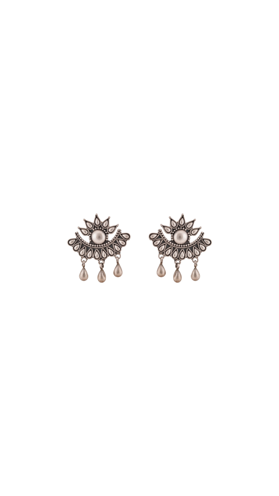 Lotus Fan Silver Earrings