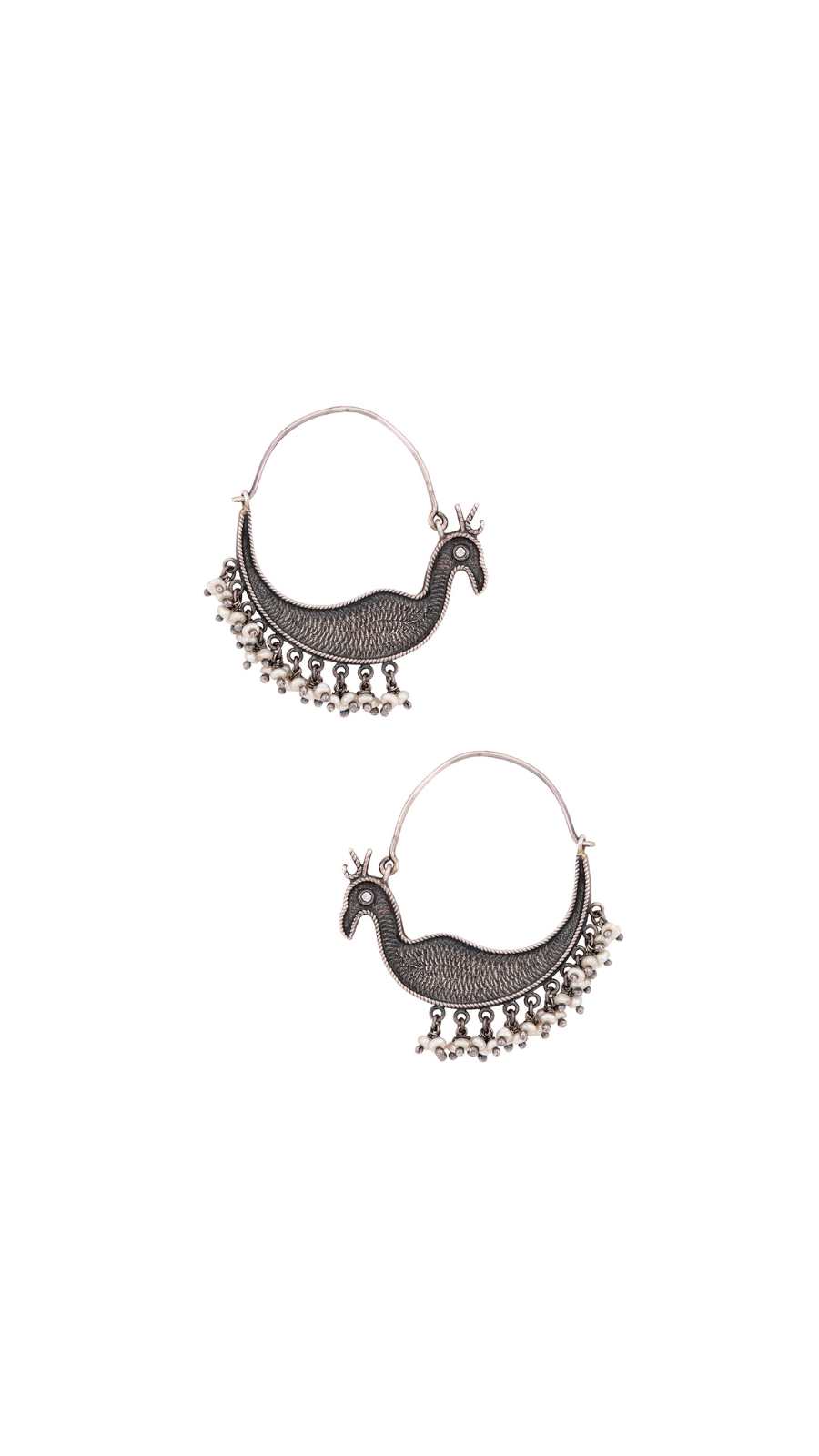 Peacock Hoop Silver Earrings
