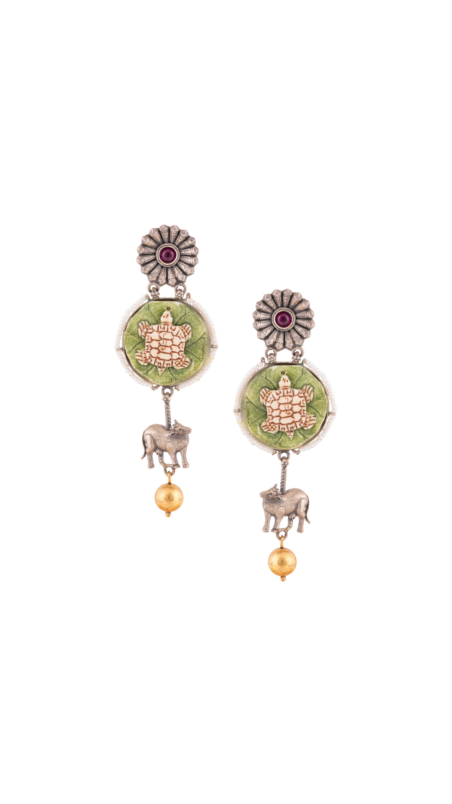 Turtle Motif Statement Earrings