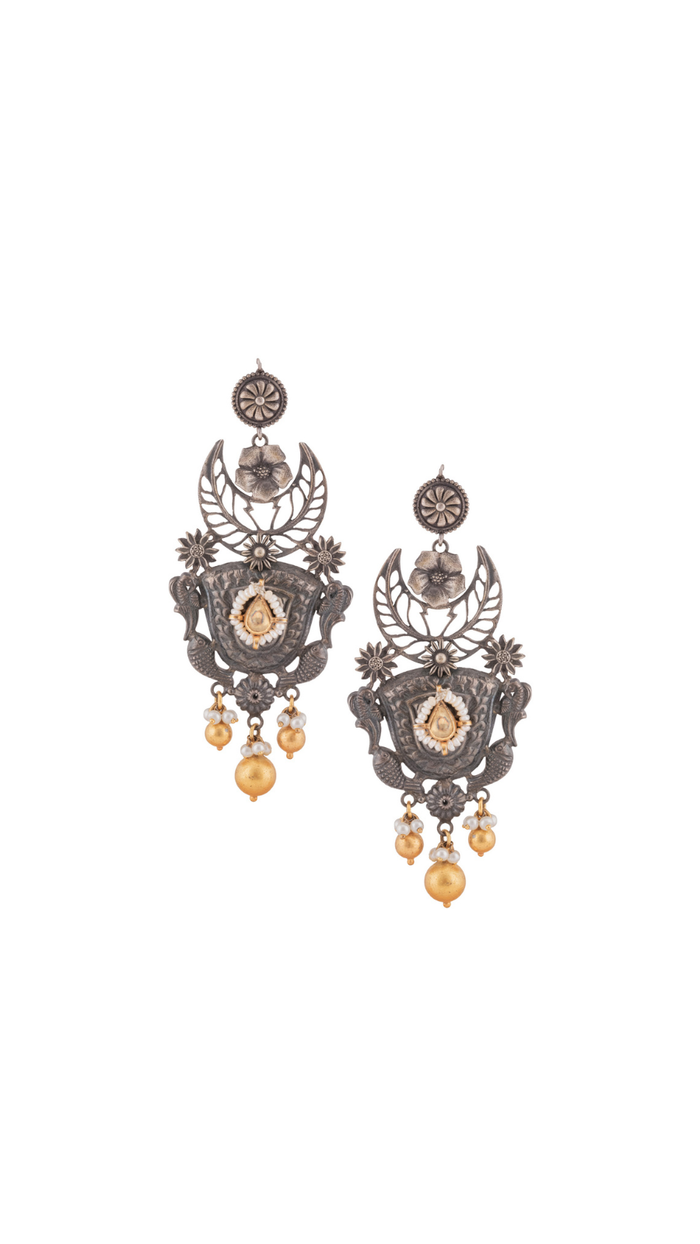 Peacock Pearl Drop Earrings