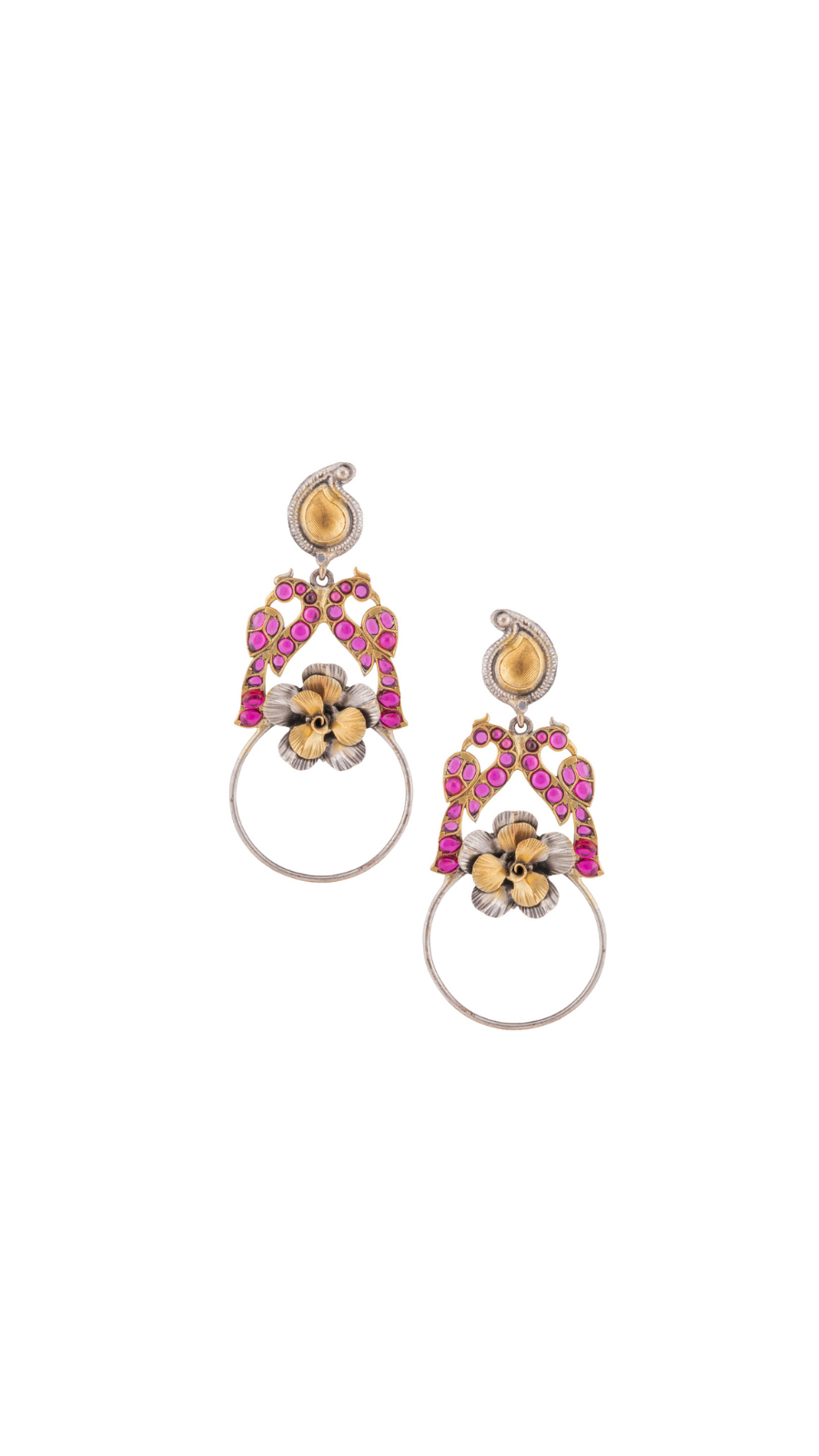 Floral Peacock Hoop Earrings