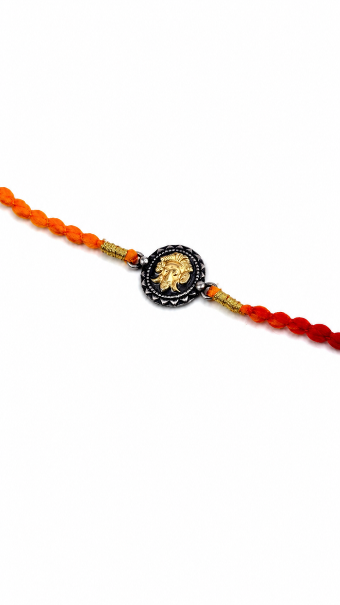 Dual-Tone 925 Sterling Silver Ganesha Rakhi for Brother