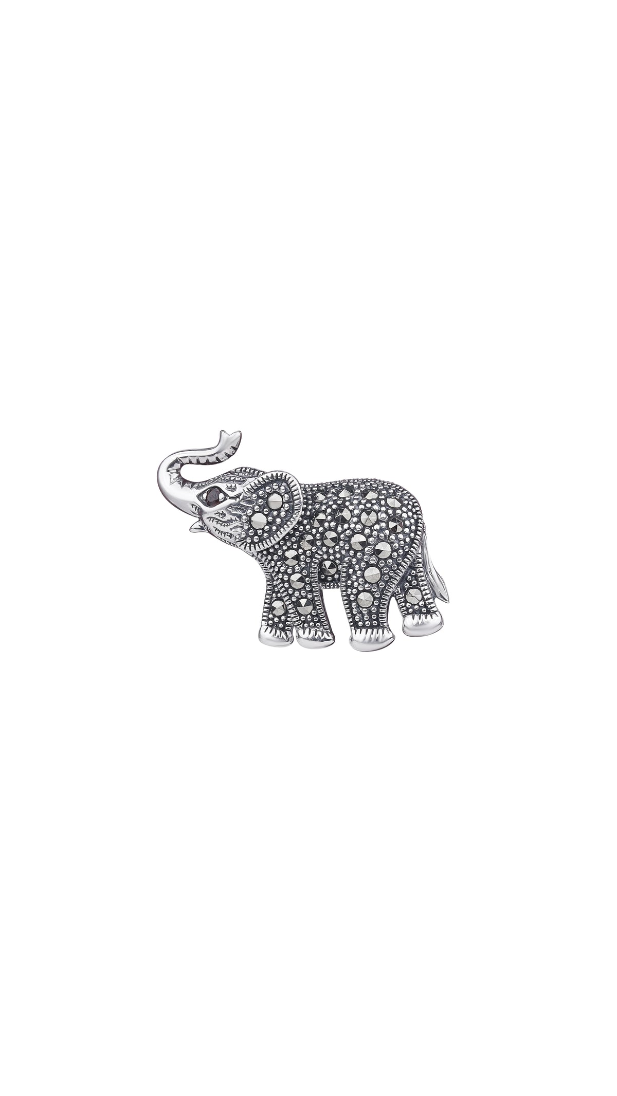 925 Silver Elephant Motif Silver Brooch