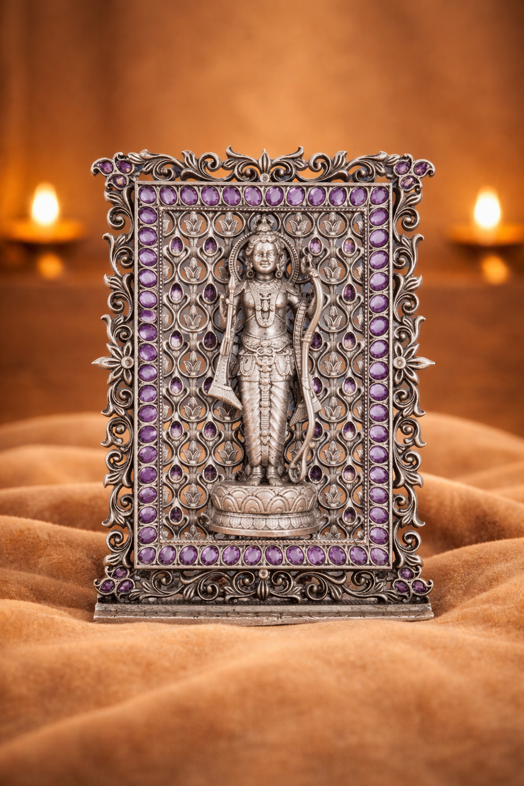 925 Silver Ram Ji Ruby Frame