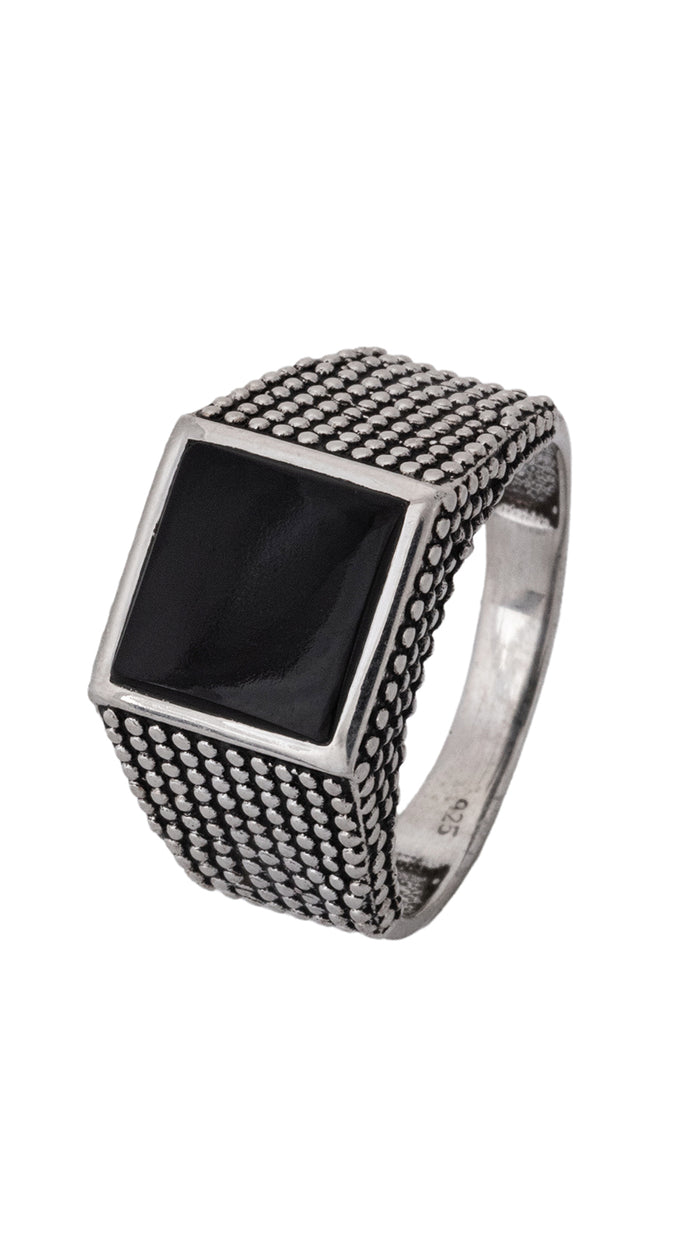 Black Onyx Men’s Silver Ring