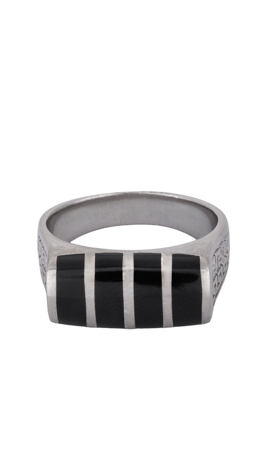 Striped Onyx Silver Ring