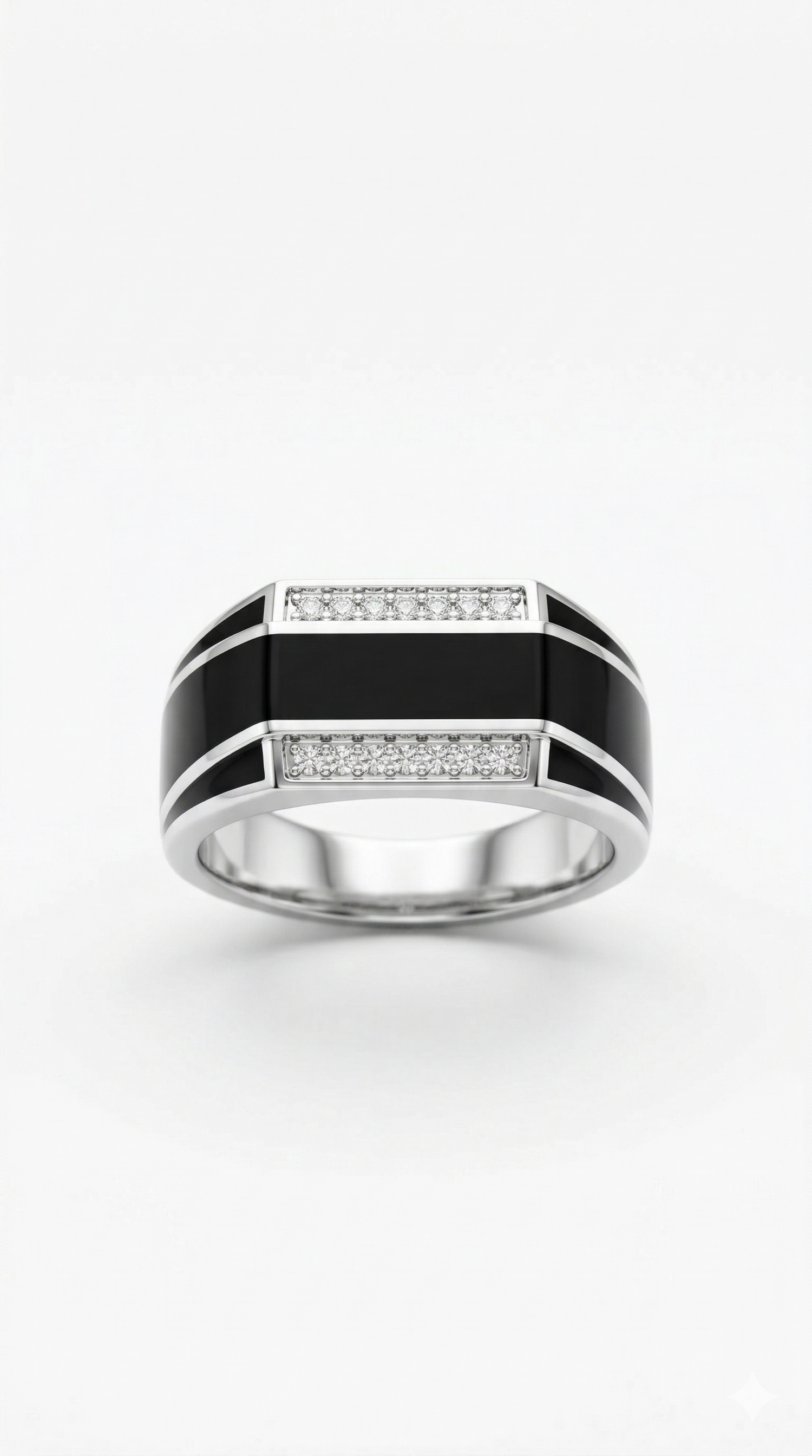 AJB Silver Arte  Black Enamel Silver Ring for Boys