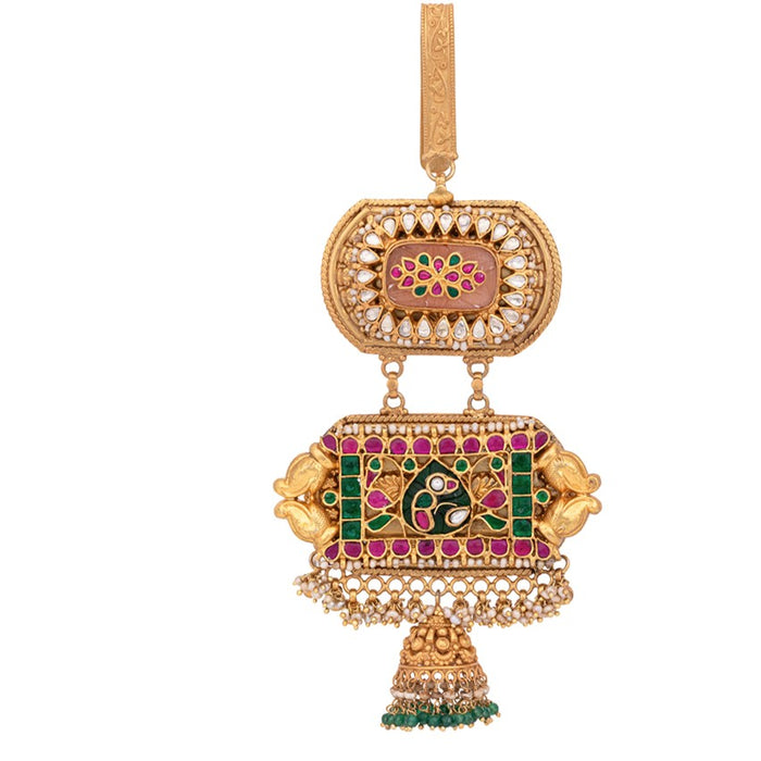 Meenakari Antique Gold Finish Key Holder