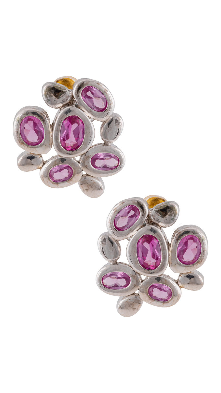 AJB Silver Arte Pink Stone Silver Stud Earrings