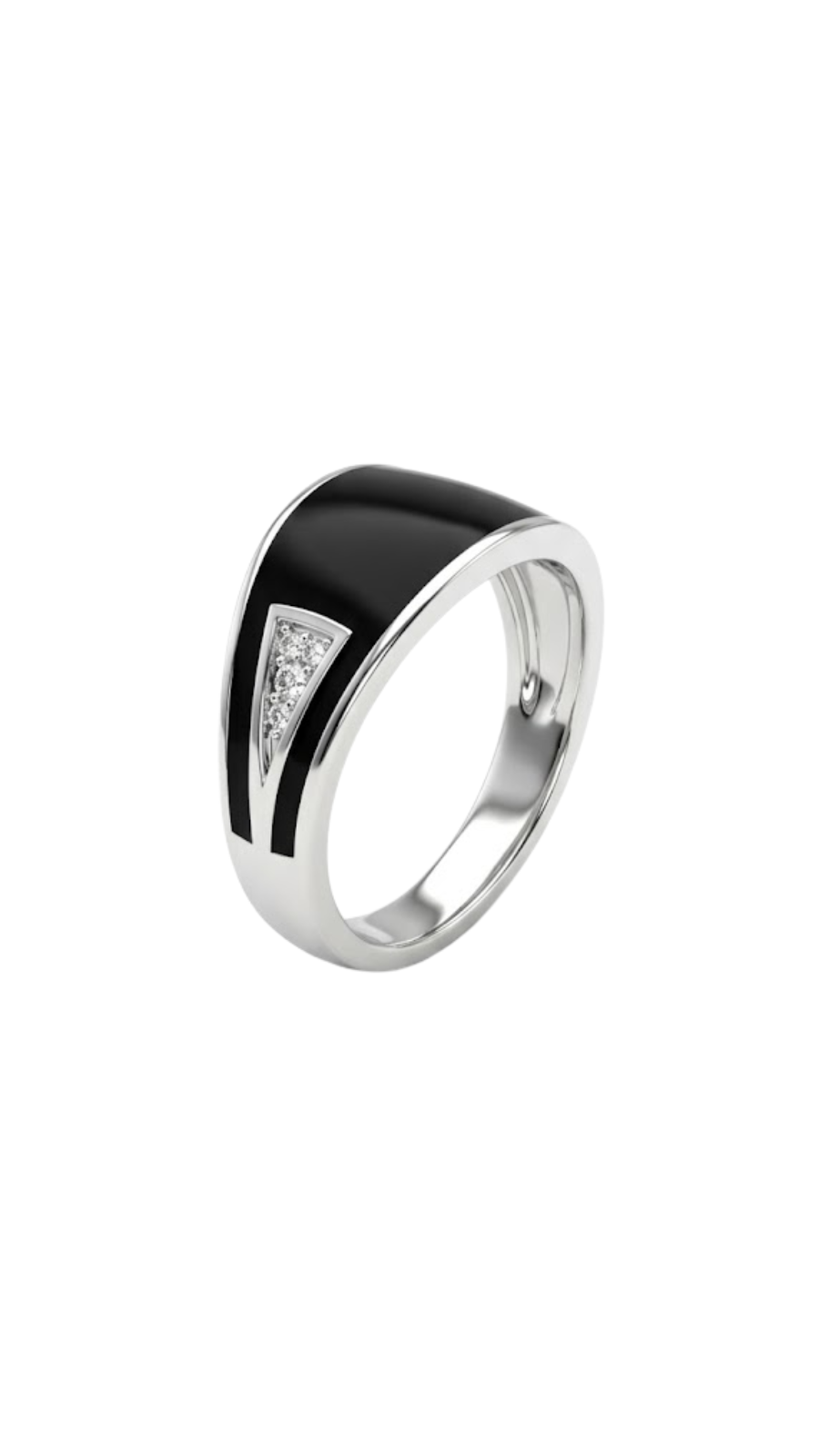 AJB Silver Arte Silver Black Enamel Ring for Boys