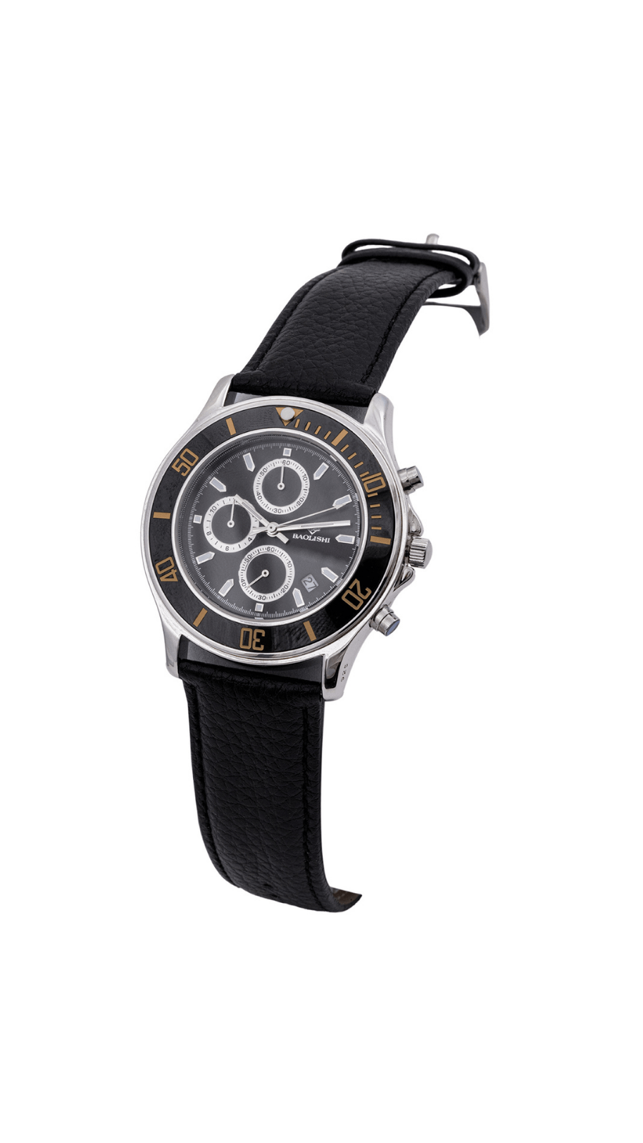 Classic Black Leather Strap Analog Watch