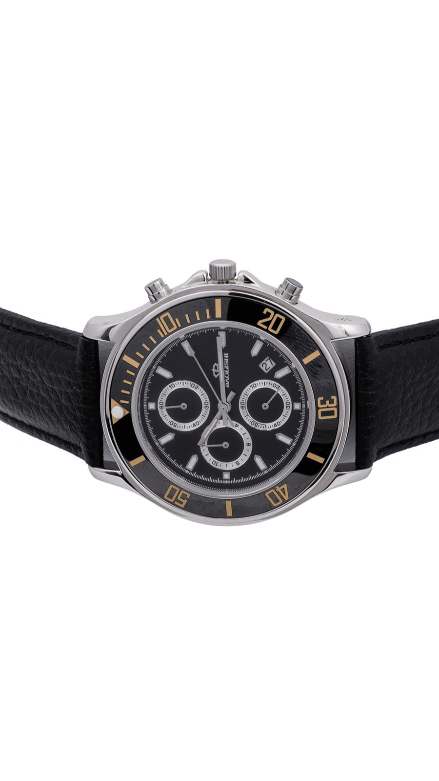 Classic Black Leather Strap Analog Watch