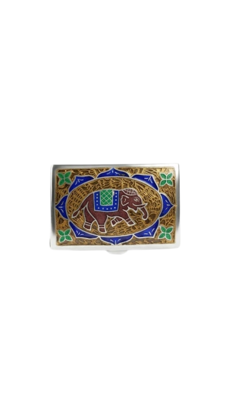 Elephant Enamel Rectangle Box 925 Silver