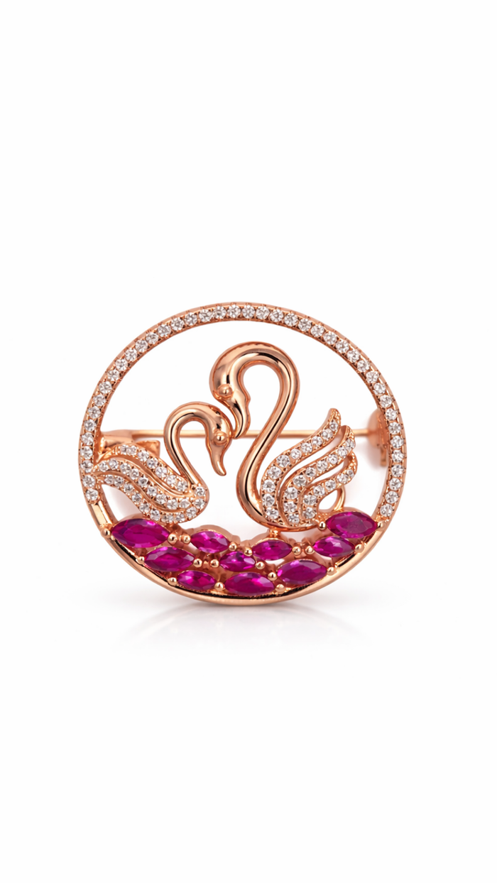 Eternal Swan Silver Brooch