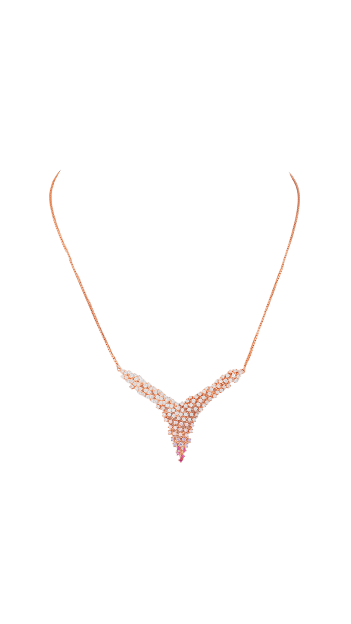 Rosé Silver Necklace with Earring