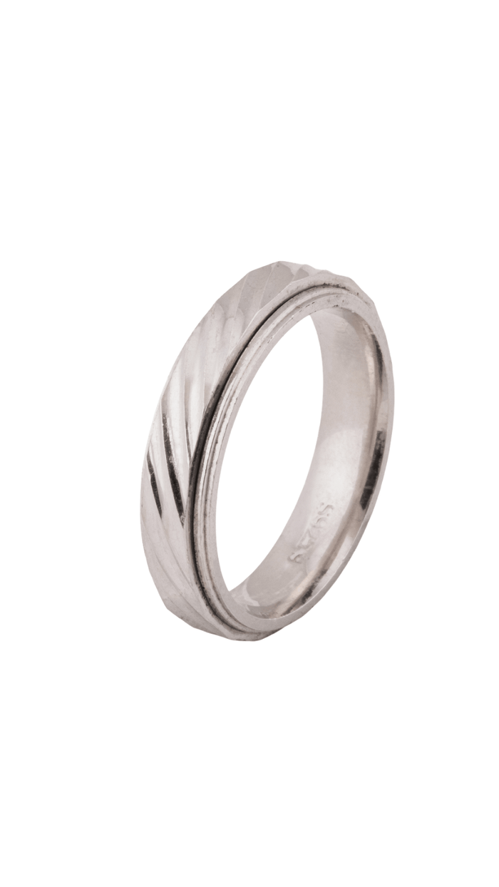 Scalloped Texture Pure Silver Ring for Men