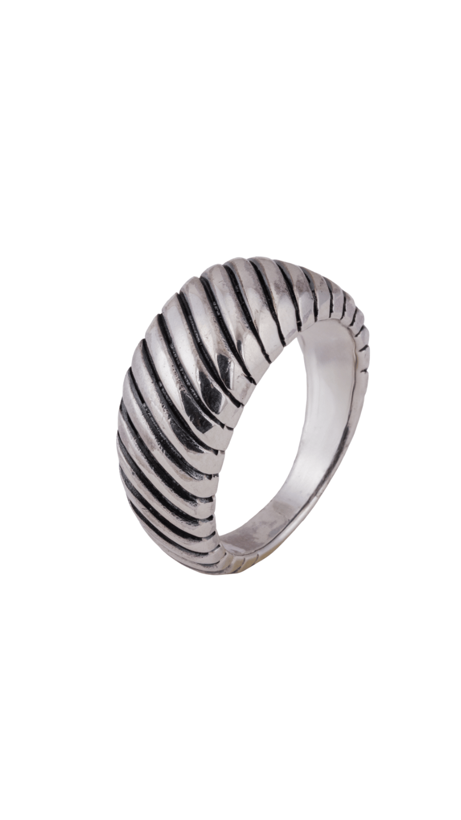 AJB Silver Arte Oxidized Ribbed Silver Finger Ring