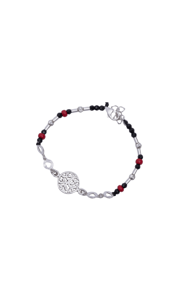 Red & Black Beads Silver Nazariya