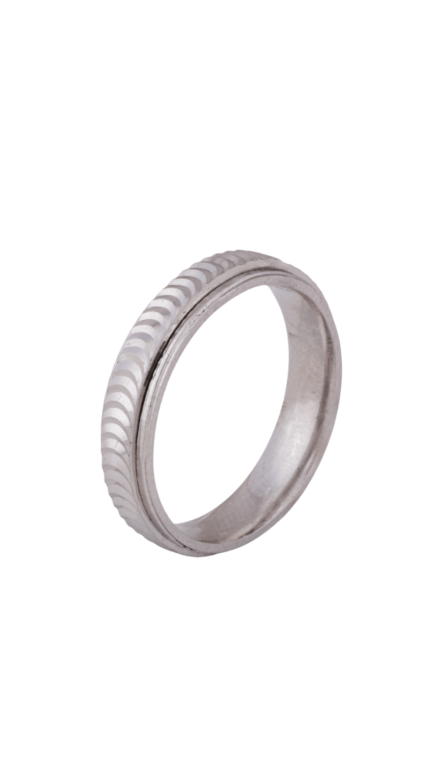 AJB Silver Arte: Scalloped Texture Pure Silver Ring for Men