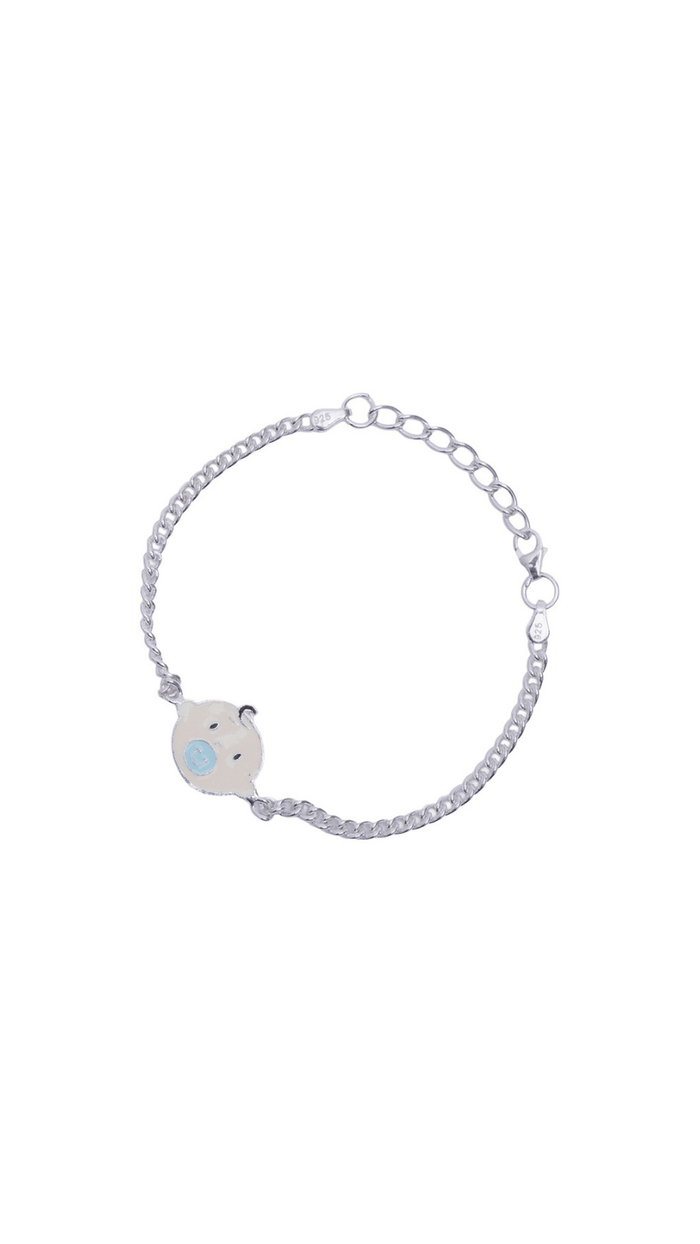 New Born Face Motif in Silver Kids Bracelet