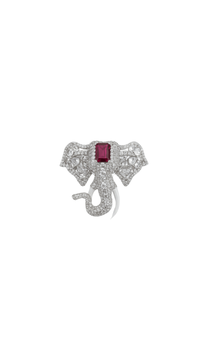 The Regal Elephant Ruby Brooch