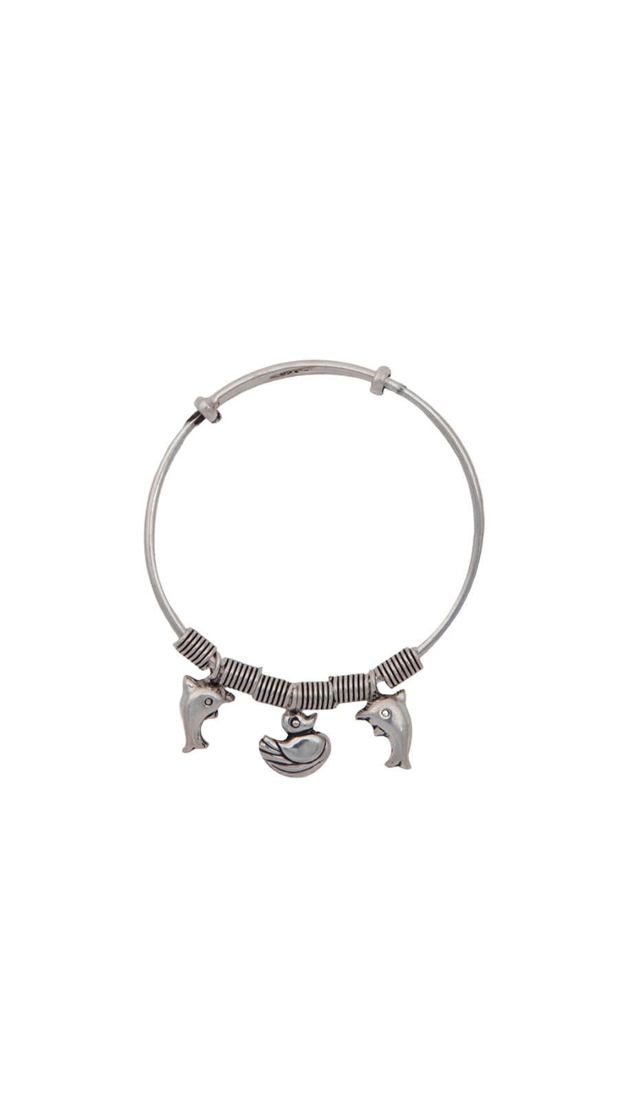 Dolphins & Duck Charms Silver Kid Bangle
