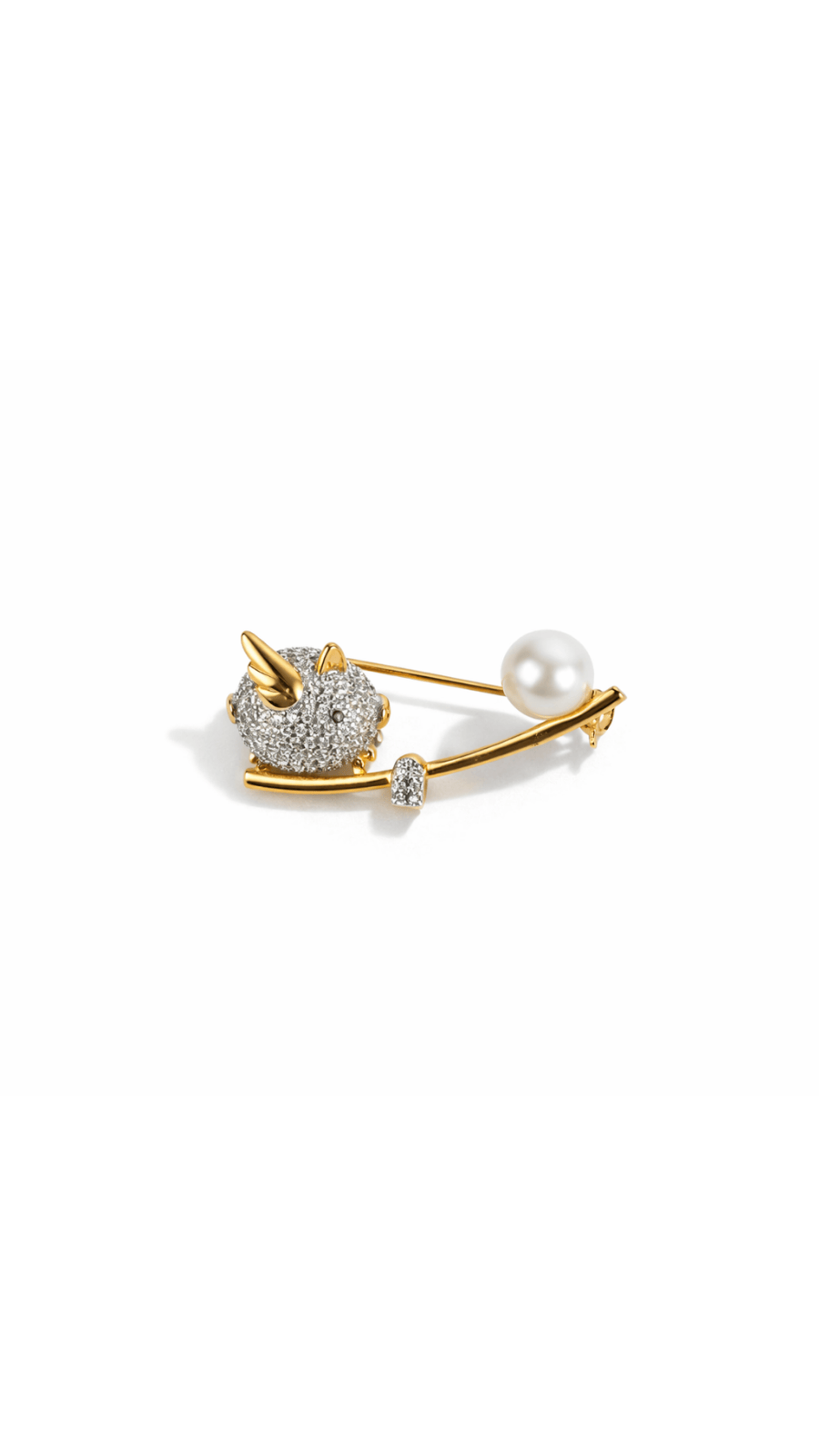 AJB SilverArte The Golden Bird & Pearl Lapel Pin
