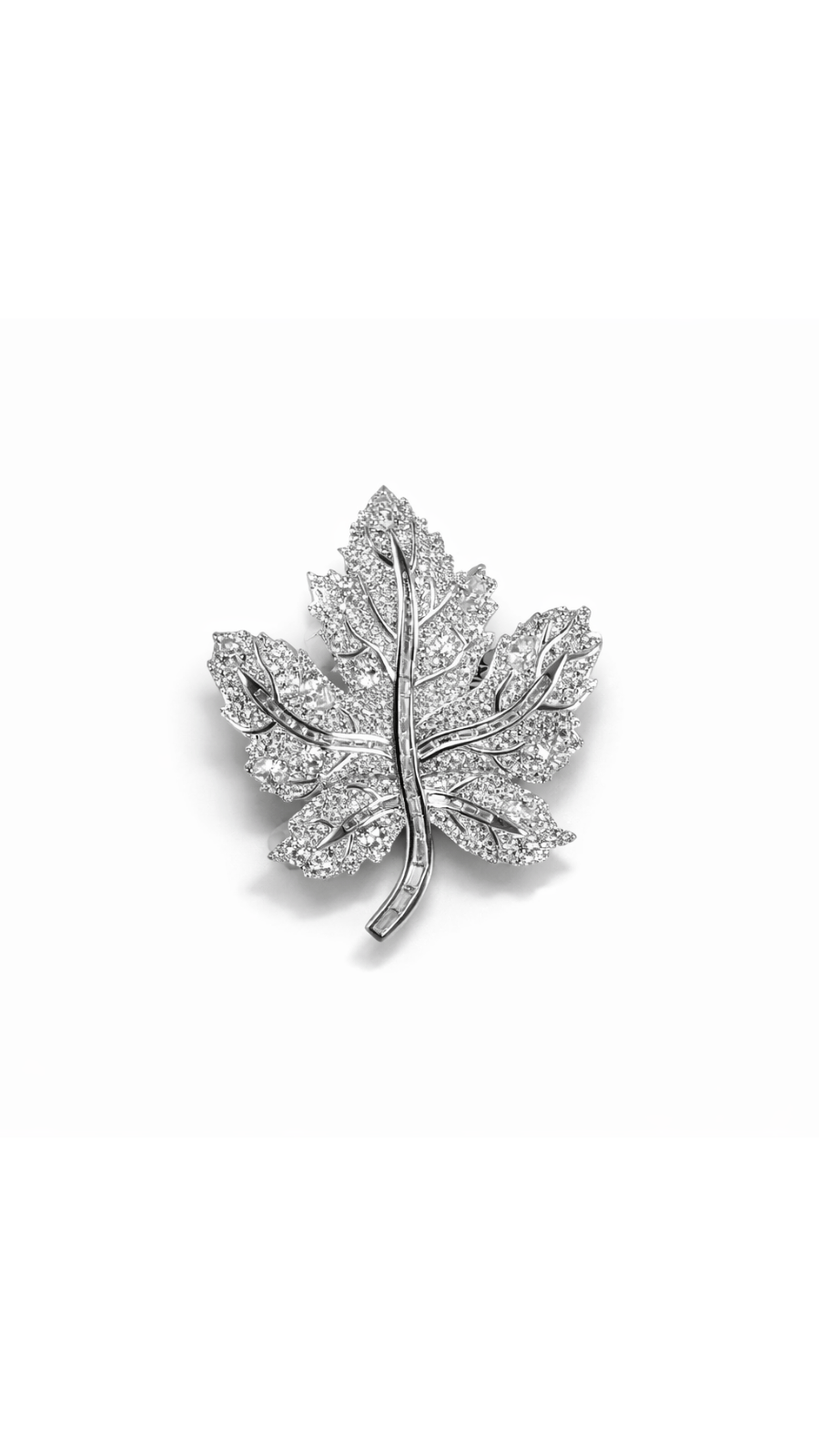 AJB SilverArte The Diamond Maple Leaf Brooch
