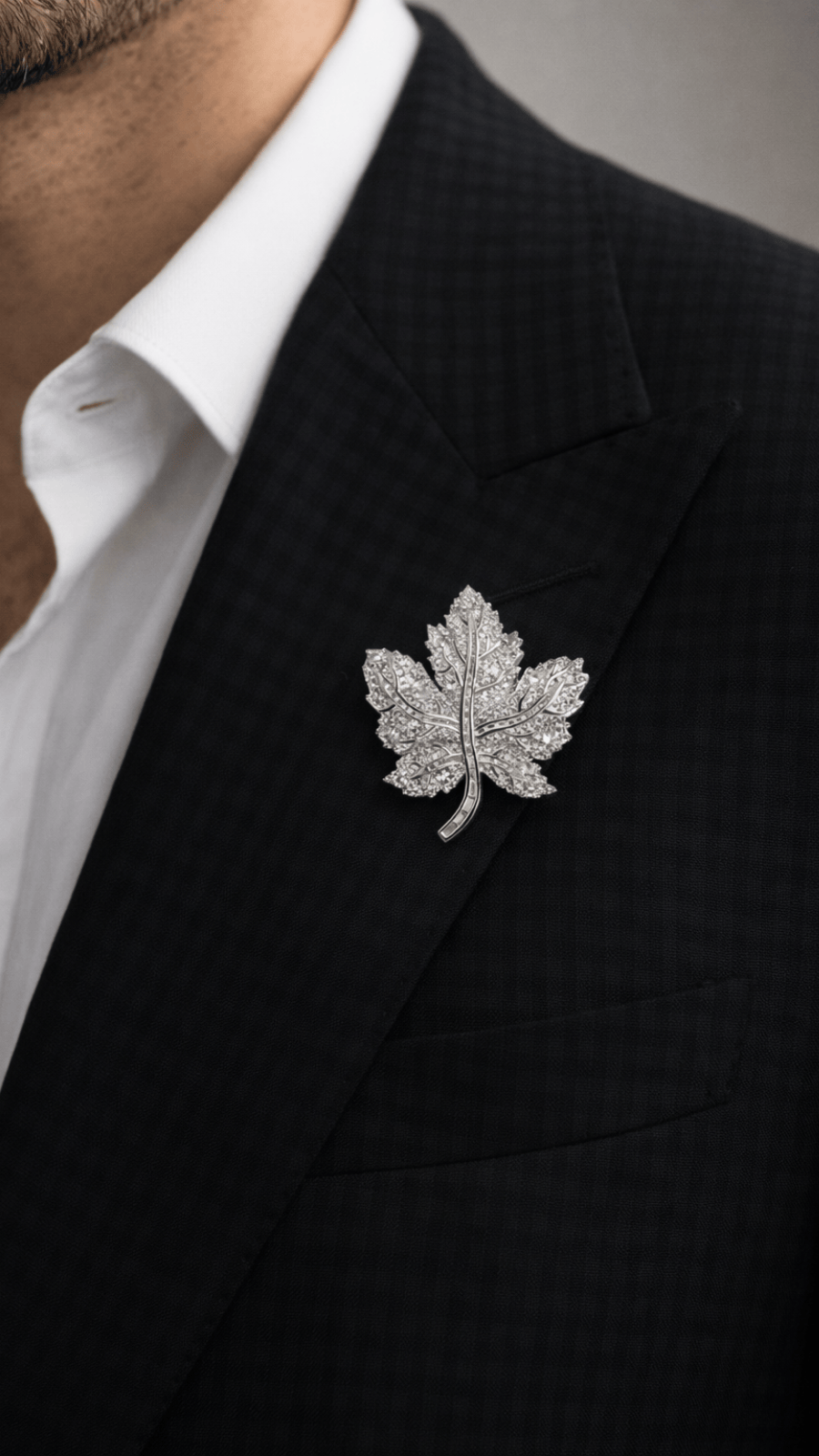 AJB SilverArte The Diamond Maple Leaf Brooch