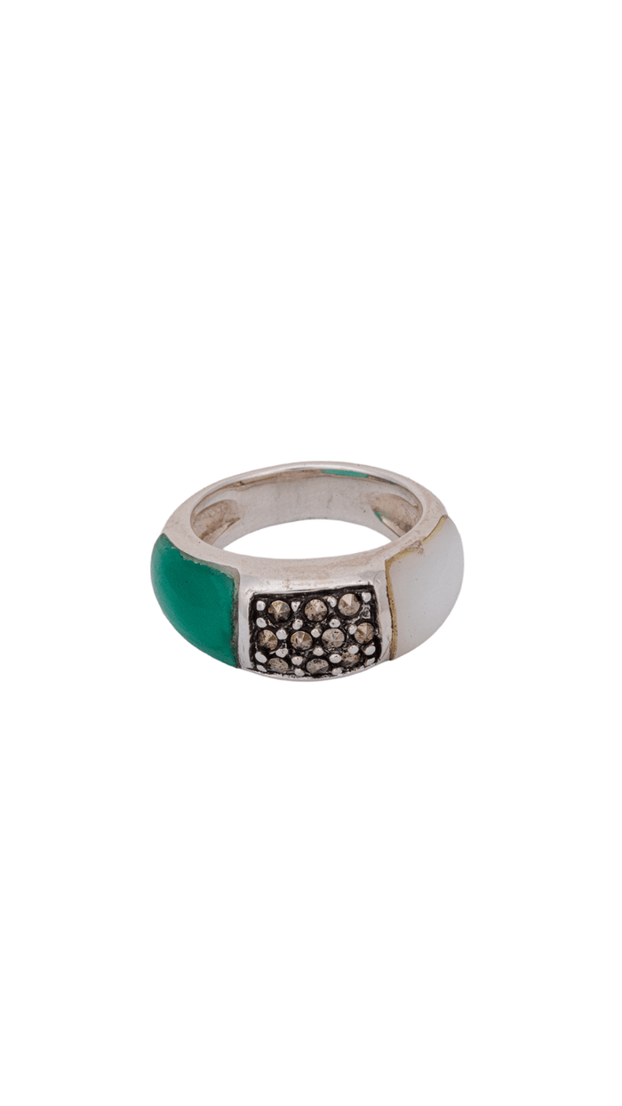 Tricolor Enamel Silver Ring