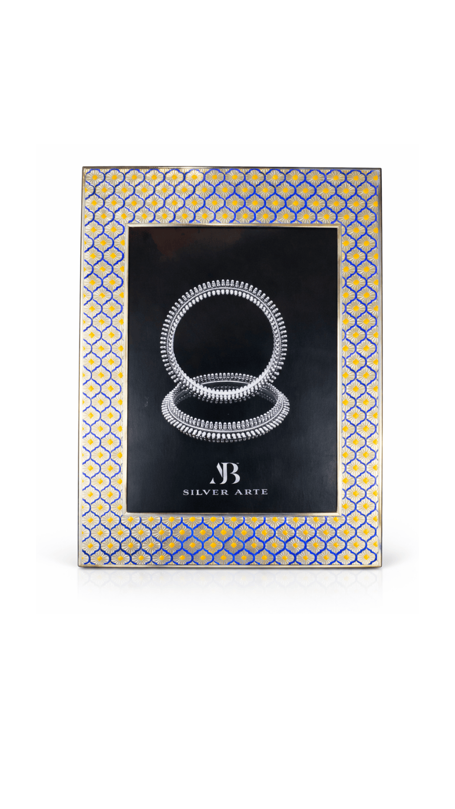 Blue Enamel & Geometric 925 Silver Frame