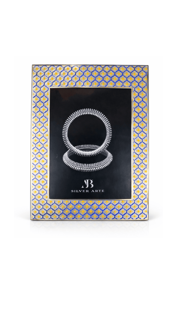 Blue Enamel & Geometric 925 Silver Frame