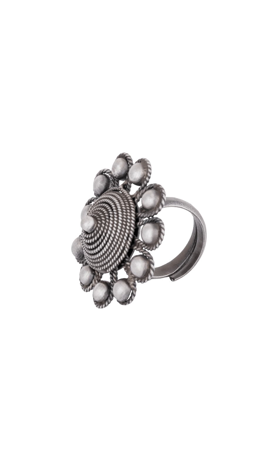 AJB Silver Arte Spiral Beaded Ring