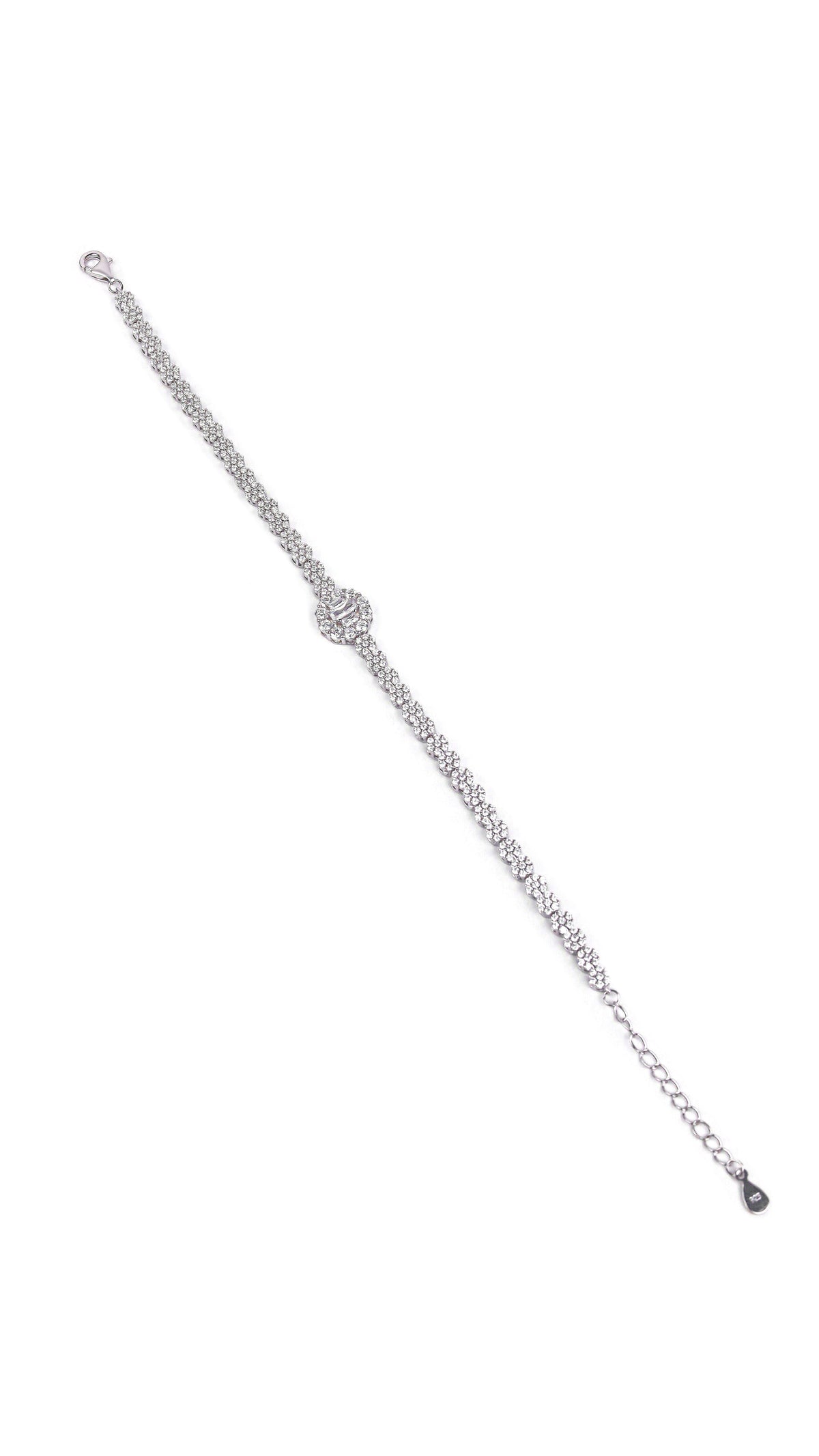 Dainty Silver Floral Tennis Bracelet